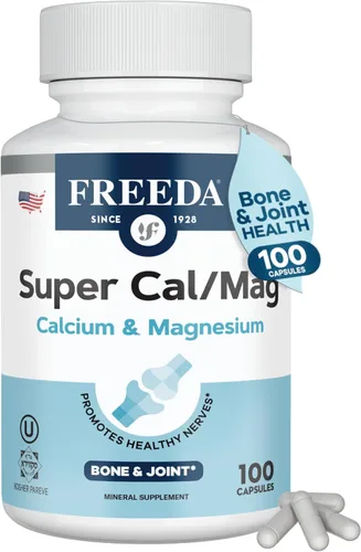 Freeda Suplemento de calcio y magnesio 2:1 - Suplementos de magnesio y calcio para mujeres y hombres - Salud y fuerza ósea, función nerviosa y