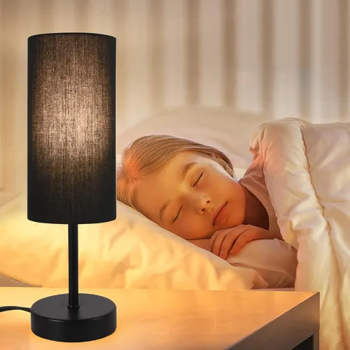 Miniatura 7 de RISLG Juego de 2 lámparas de mesa para recámara, lámparas de noche para mesita de noche con interruptor de cable, lámparas de escritorio