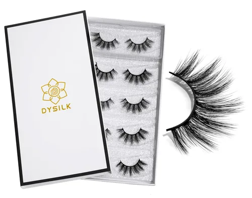 Miniatura 12 de DYSILK Pestañas postizas Wispy - Pestañas postizas de visón 5 pares 6D Extensión de pestañas postizas falsas de visón, Pestañas postizas naturales 5