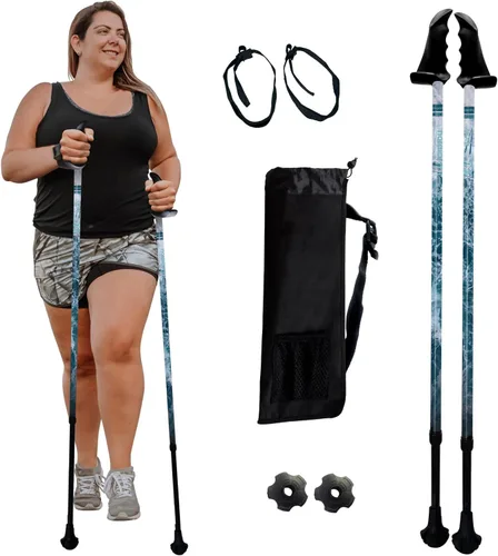 Miniatura 25 de York Nordic Bastones de senderismo motivadores grandes y altos para equilibrio y rehabilitación, 2 piezas, fuertes bloqueos de botón, patas de goma