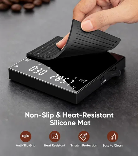 Miniatura 5 de Báscula de café recargable con temporizador, mini báscula de café expreso de 4.4 lbs/0.00 oz de alta precisión para café expreso y café, báscula