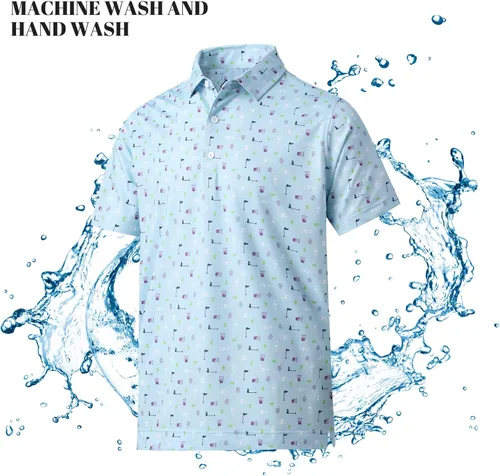 Miniatura 7 de DEOLAX - Camisetas polo de manga corta para hombre, diseño estampado de moda que absorbe la humedad, para golf