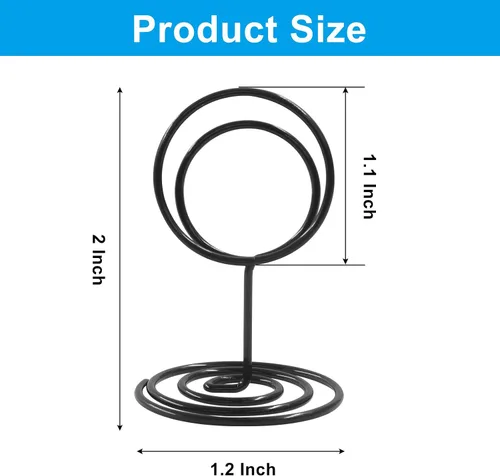 Miniatura 2 de 12 soportes para números de mesa, soporte de tarjeta de lugar negro de 2 pulgadas, soporte de metal para mesa de recepción de boda, soporte