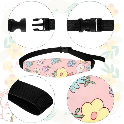 Miniatura 3 de Hestya 2 correas para la cabeza de asiento de automóvil para bebé, soporte para la cabeza de asiento de automóvil para niños, banda para Flor
