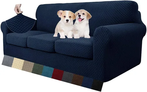 Miniatura 9 de MAXIJIN funda para sofá de 4 piezas, para sofás de 3 plazas, muy elástica, no se desliza, para perros, para mascotas, protector elástico de muebles