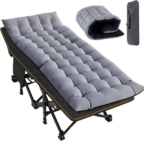 Miniatura 26 de Slsy Catre de camping plegable para adultos con almohadilla, catres de dormir portátiles acolchados, cama de campamento con bolsa de transporte