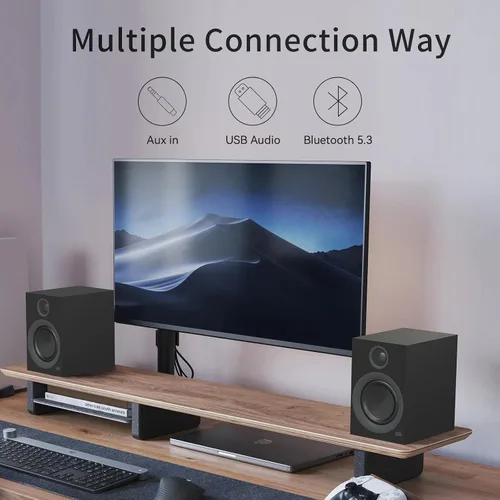 Miniatura 4 de Altavoces Bluetooth para estantería, 75 W, altavoz activo con woofer de 4 pulgadas, altavoz de alta fidelidad con aptX Bluetooth USB para el hogar