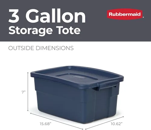 Miniatura 2 de Rubbermaid Roughneck Tote de 3 galones, paquete de 6, fabricado en EE.UU., índigo oscuro metálico, contenedores de almacenamiento de plástico