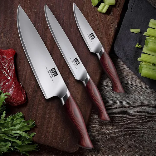 Miniatura 7 de SHAN ZU Juego de cuchillos japoneses de 3 piezas, juego de cuchillos de chef de acero inoxidable 10Cr15Mov de alto carbono, juego de cuchillos