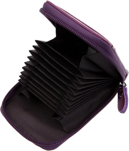 Miniatura 21 de RFID mini organizador de tarjetas de crédito, cuero auténtico, billetera compacta con visor de identificación, S, Negro