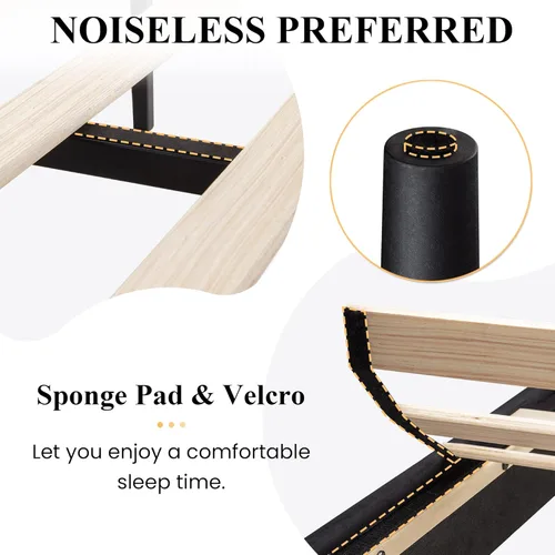 Miniatura 7 de SHA CERLIN Base de cama tapizada King con cabecera ajustable, tela de terciopelo capitoné de canal vertical, soporte de listones de madera, base