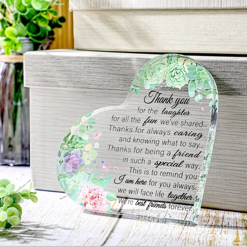 Miniatura 3 de Regalos de amistad para mujeres, placa acrílica de corazón de 0.55 de grosor, regalo de cumpleaños para mejor amiga, regalo de cumpleaños para ella