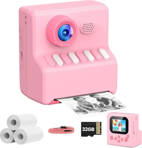 Miniatura 11 de Cámara de impresión instantánea para niños naranja: Cámara de impresión instantánea HODDRCCN - 2.5 horas de tiempo de uso - Grabación de video 1080P