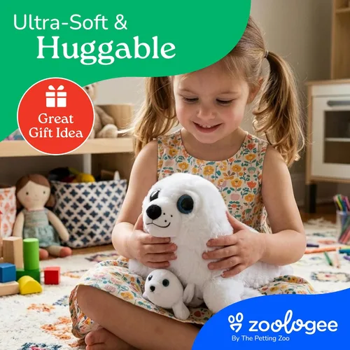 Miniatura 9 de The Petting Zoo Peluche de sello de arpa para mamá y bebé, regalos para niños, animales del océano Pocketz, juguete de peluche de sello de arpa