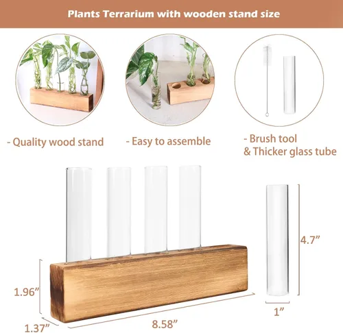 Miniatura 5 de KAXYEW - Estación de propagación de plantas, tubos de propagación de plantas, regalos para amantes de las plantas, soporte de tubo de ensayo, jarrón