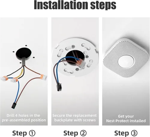 Miniatura 3 de Placa de montaje de repuesto para Google Nest Protect 2ª generación (cable y batería) - Placa trasera de repuesto para modelos de detector Nest 06A