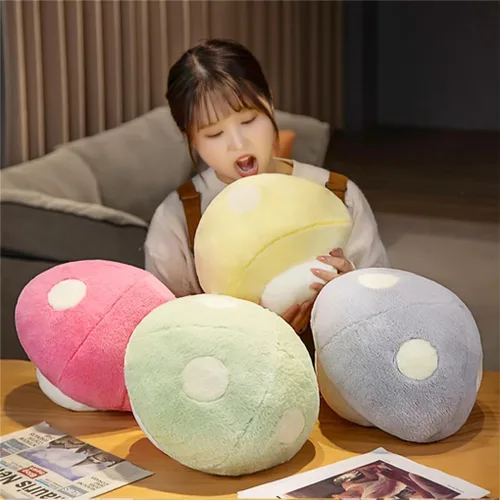 Miniatura 4 de Almohada de felpa 3D con forma de hongo, almohada de suelo, sofá, almohada para decoración del hogar, almohada de regalo (12.5 pulgadas, verde)