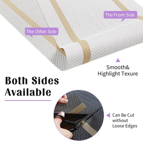 Miniatura 6 de FAVE Camino de mesa de vinilo tejido blanco Camino de mesa tejido con hilos dorados 72x12 pulgadas resistente al calor limpiable Manteles de mesa