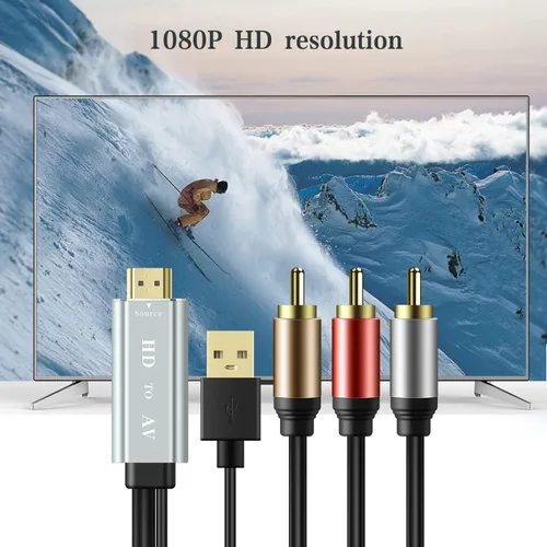 Miniatura 6 de Convertidor HDMI a RCA para TV antigua, adaptador HDMI a AV, convertidor de audio y video de aleación de aluminio 1080P para Fire Stick, Roku