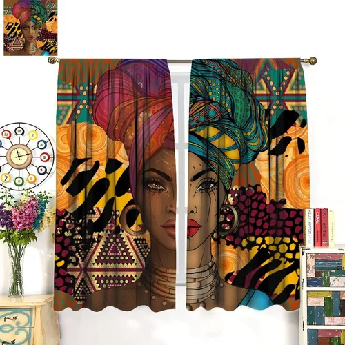 Miniatura 48 de Cortina de mujer africana, con estampado étnico tribal y étnico, reducción de ruido, para dormitorio, sala de estar, cortinas con aislamiento