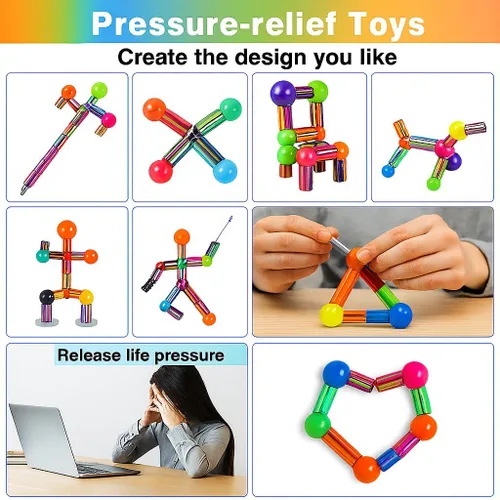 Miniatura 5 de Bolígrafo Magnético de Jugar, Herramienta de Escritura Modular Magnética de Oro Mejorada para Adultos, Juguetes de Escritorio Multifuncionales