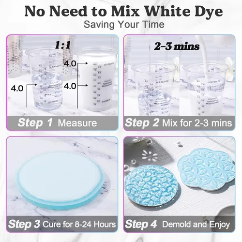Miniatura 4 de LET'S RESIN EPOXY RESIN Resina epoxi blanca, kit de epoxi de alto brillo y sin burbujas de 44 onzas, resina autonivelante y endurecedor para Blanco