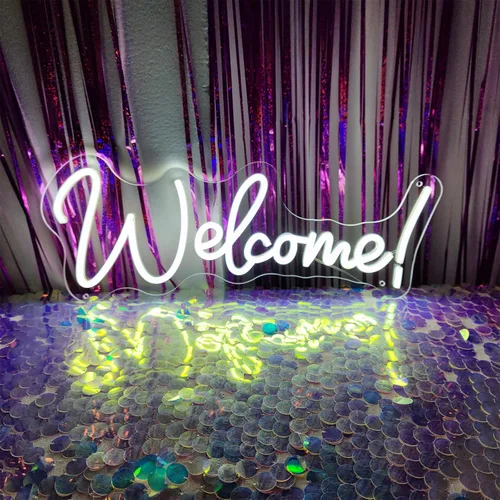Miniatura 4 de Letrero de neón de bienvenida para decoración de pared, letreros LED, decoración de fiesta de Navidad, luces de neón para despedida de soltera
