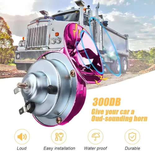 Miniatura 4 de Moly Magnolia Bocina de Tren Súper Fuerte de 300DB, 2 Piezas Bocina Doble de Caracol Eléctrico de Aire para Automóvil, Kit de Repuesto de Bocinas