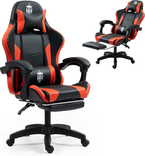 Miniatura 10 de Gaming Chair with Footrest Ergonomic Computer Chair for Adult, Adjustable Headrest, Lumbar Pillow, Large Size Reclining Gaming Chair Big and Tall