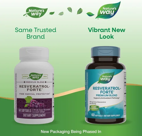 Miniatura 2 de Nature's Way Resveratrol-Forte, protege de los radicales libres*, 60 cápsulas blandas