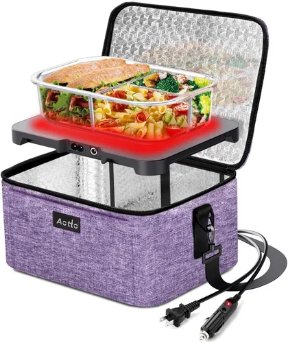 Miniatura 11 de Aotto Horno portátil, lonchera eléctrica, calentador de alimentos – 12 V/24 V/110 V 3 en 1 calentador de alimentos para coche – Fiambrera térmica