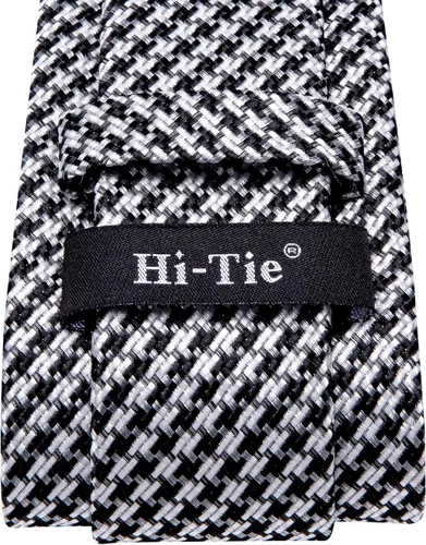 Miniatura 133 de Hi-Tie Corbata clásica de cachemira para hombre con pañuelo y gemelos a cuadros