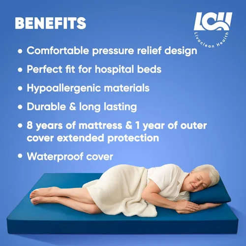 Miniatura 6 de Livaclean Health Colchón para cama de hospital, tamaño individual XL, 80 x 36 x 6 pulgadas, colchón médico de espuma viscoelástica de gel de 1.181