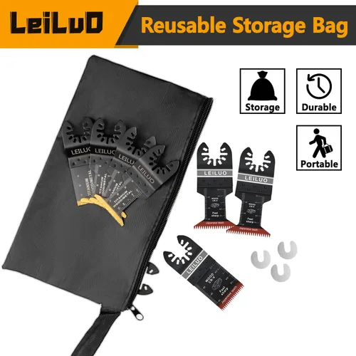 Miniatura 7 de LEILUO Hoja de sierra oscilante de dientes japoneses de 2.756 in, 15 piezas de cuchillas multiherramienta extra largas, material CRV, accesorios