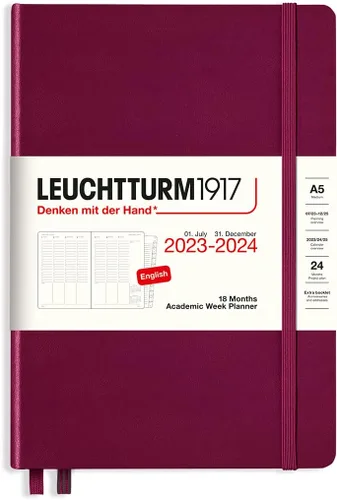 Miniatura 7 de LEUCHTTURM1917 - Planificador de semana académica de 18 meses, tapa dura, tamaño mediano A5, julio de 2023 - diciembre de 2024, inglés, tapa dura