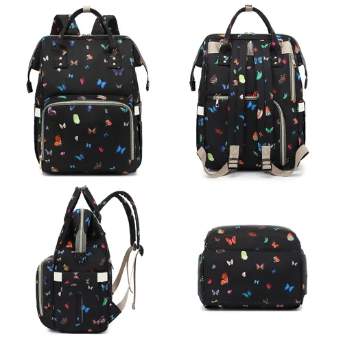 Miniatura 7 de Mochila de Pañales de Mariposa para Bebés Niñas, Mamá Bolsas Impermeables Grandes de Pañales para Mujeres