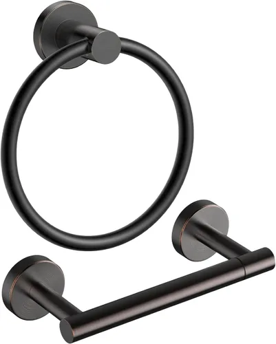 Miniatura 10 de FORIOUS Soporte de pared para papel higiénico, SUS304 de acero inoxidable con doble poste giratorio para rollo de papel higiénico y juego de anillos