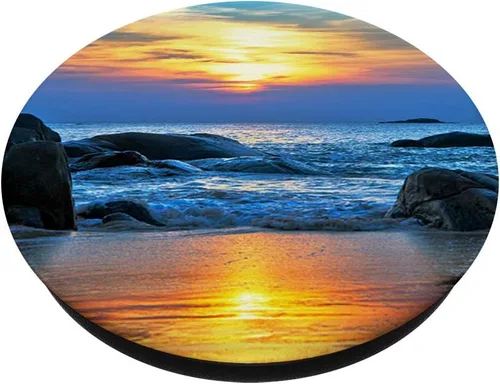 Miniatura 3 de Sunset Sunrise Sundown Sea Ocean Stone Beach Vacation - PopSockets Grip and Stand for Phones and Tablets
