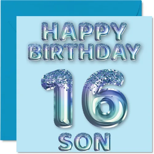Miniatura 200 de Stuff4 Tarjeta de primer cumpleaños para niños, globo de fiesta con purpurina azul, tarjetas de feliz cumpleaños para niño de 1 año, nieto, hijo, 57