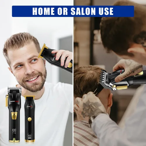 Miniatura 6 de HIENA PRO Juego de cortapelos para hombres, juego de cortapelos en T, profesional, inalámbrico, recargable, con pantalla LED, regalos para hombres
