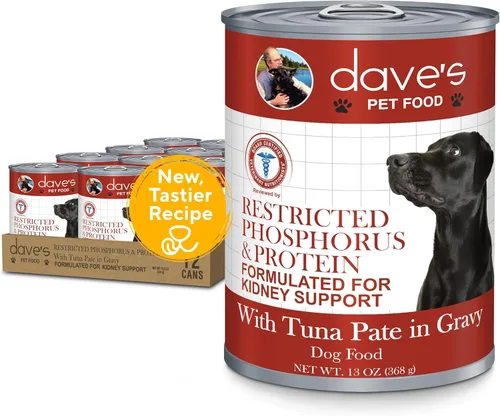 Dave's Pet Food Kidney Care - Alimento para perros (paté de atún), nueva receta. Alimento húmedo renal para perros, bajo en fósforo, soporte renal