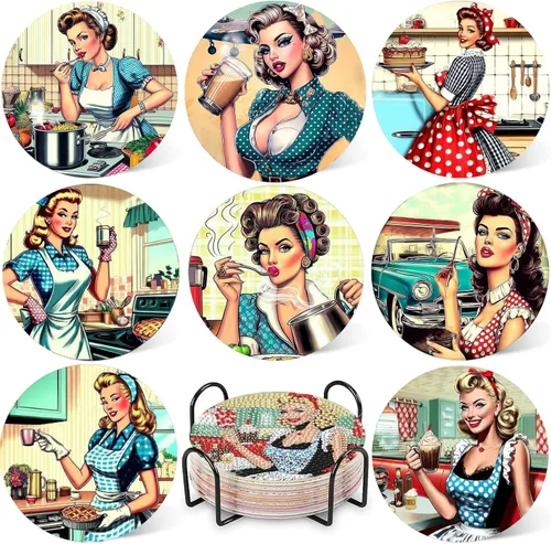 Miniatura 17 de DOTZSO Juego de 8 posavasos de arte de diamante con soporte, kits de arte de diamantes para adultos principiantes, pequeños posavasos de pintura
