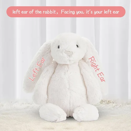 Miniatura 3 de Dyoart Conejo de Pascua Personalizado, Conejo Bordado con Nombre Personalizado, Conejo Esponjoso con Orejas Largas, Juguetes de Conejo de Peluche