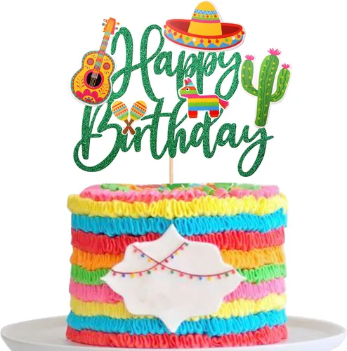 Miniatura 12 de 32 piezas de decoración para cupcakes de fiesta mexicana montados con cactus, burro, maraca, sombrero, guitarra, magdalenas, temática de fiesta