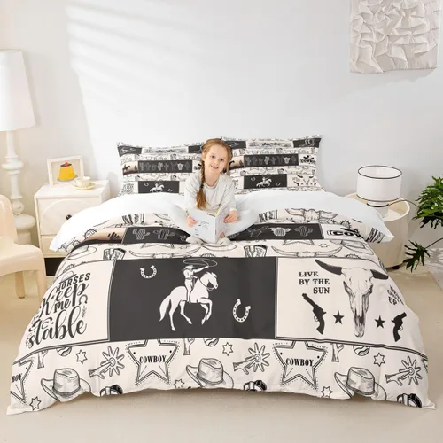 Miniatura 11 de Juego de funda de edredón para niños de dibujos animados, diseño de pingüinos de dibujos animados, lindo juego de ropa de cama de animales árticos