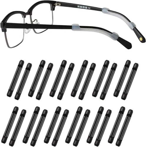 lvvfit Retenedor de silicona suave para lentes de patillas para niños y adultos, retenedores elásticos antideslizantes, Negro -