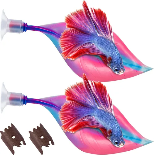 Miniatura 10 de WILLBOND 2 piezas de silicona azul Betta Fish Bed Leaf Hamaca Betta Fish Tank Accesorios Decoraciones para adornos de acuario, práctico lugar