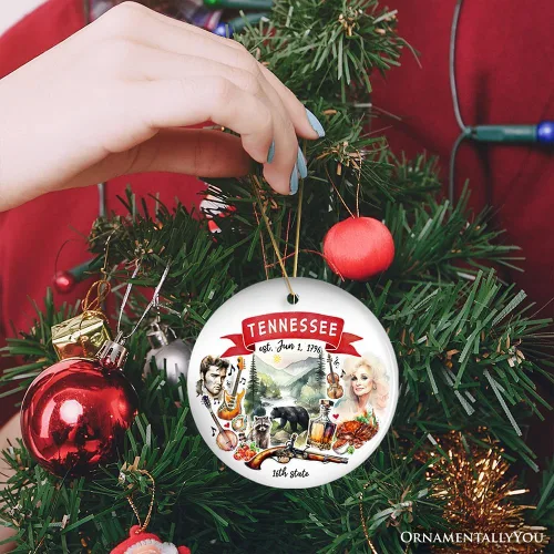 Miniatura 5 de Recuerdos coleccionables de cerámica de EE. UU. - Adornos navideños artísticos con temas y monumentos estatales de Tennessee