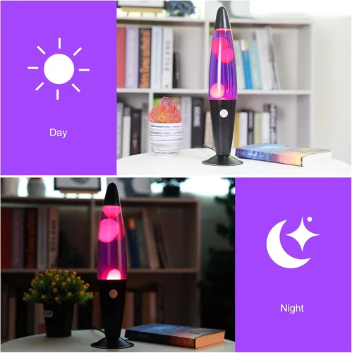 Miniatura 4 de EDIER Lámpara de magma, lámpara de movimiento negra de 16 pulgadas, color morado con cera naranja, luz nocturna relajante para adultos, luz nocturna