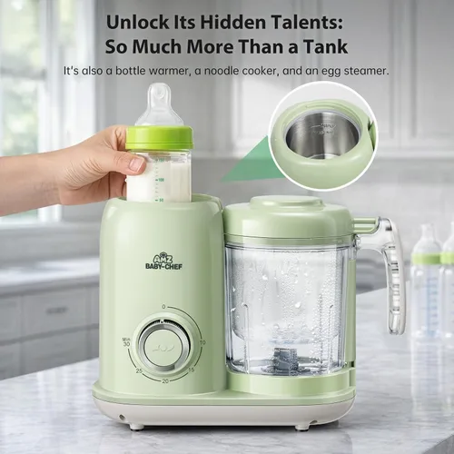 Miniatura 5 de AMZBABYCHEF Fabricante de Alimentos para Bebés, Procesador de Alimentos para Bebés y Vaporizador 4 en 1, Mezclador de Puré, Fabricante de Puré